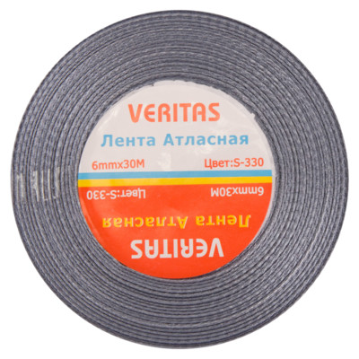 Лента атласная Veritas шир 6мм цв S-330 серый (уп 30м)3